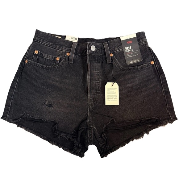 Levi's Pants - LEVI'S 501 BLACK Denim Short High Rise Fitted Through Hip Size W28 New With Tags